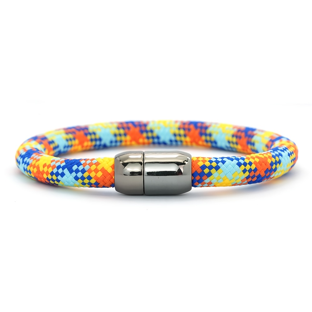 Men's 8mm Wide Rope Bracelet with Black Magnetic Clasp